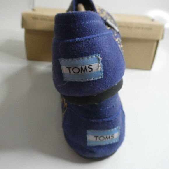 Tom's Royal Blue Gold Hand Painted Henna Boho With Box Size 7 EUC - Picture 4 of 8